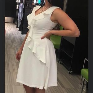 White RW & Co. dress with ruffle detail